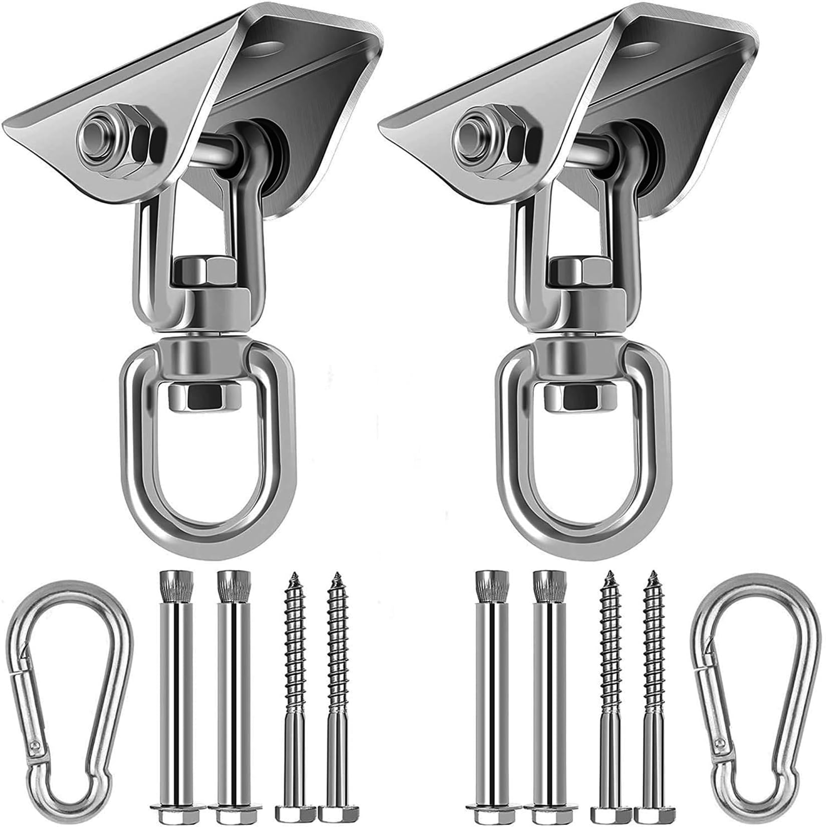 Ganchos de Techo SUS304 Stainless Steel Tarea Pesada 360° Rotate Anclaje de Techo para Hormigón y Madera Yoga, Hamacas, Sillón Colgante, Saco Boxeo Capacidad 450Kg (2 piezas 360°)