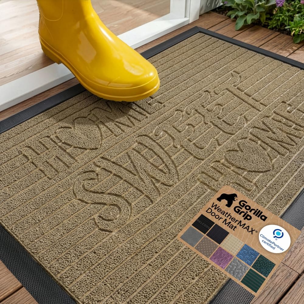  WeatherMAX Door Mat, Indoor Outdoor, 29x17, Home Sweet Home | 100% Waterproof Outdoor Doormat, US Designed, Stain and Fade Resistant, Low Profile Front Door Mat, Easy to Clean Welcome Mat