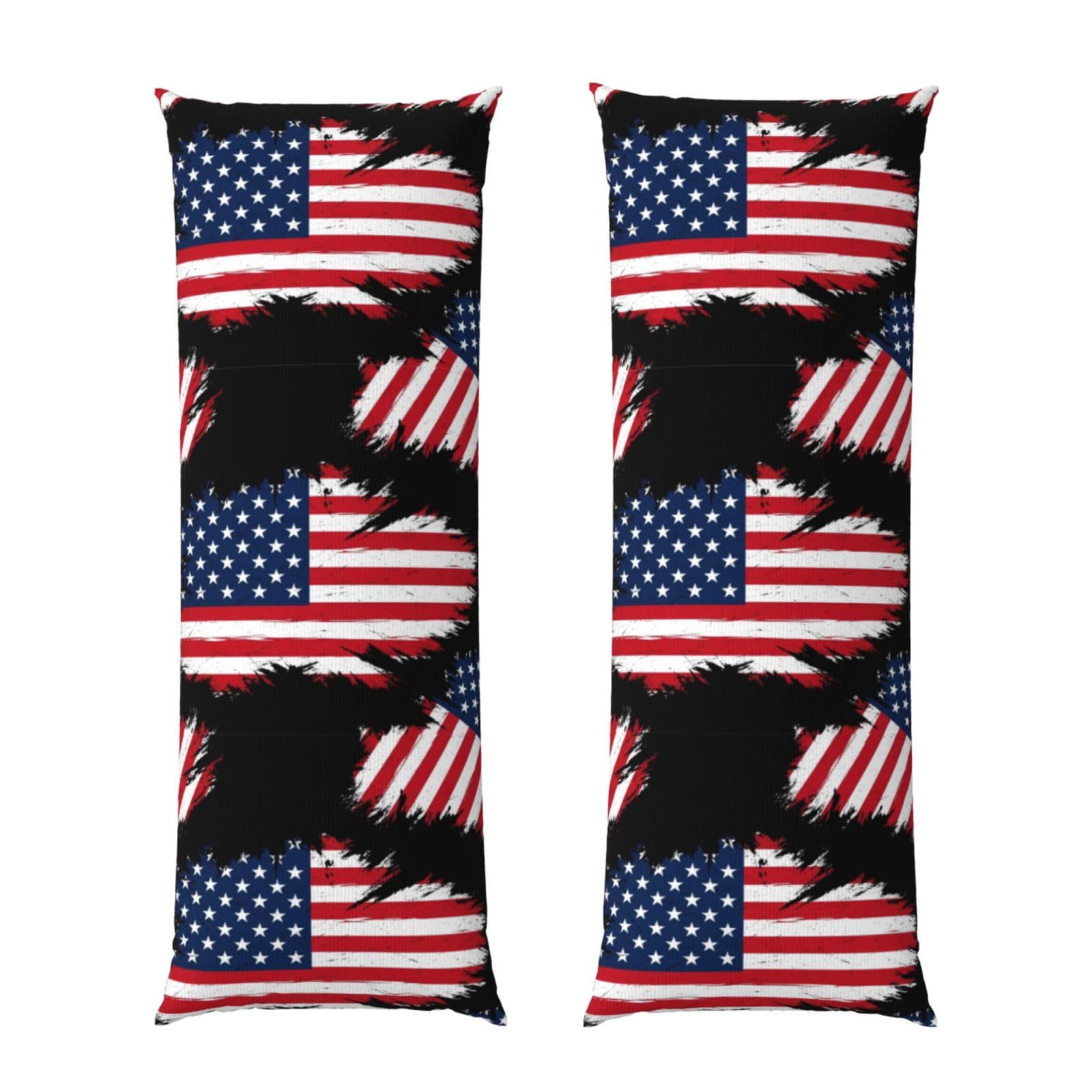 Body Pillow Cover 20x60 Grunge USA American Flag, Zippered Microfiber Pillowcase, Soft Cozy Cushion Case, Wrinkle Fade Resistant for Bed Couch