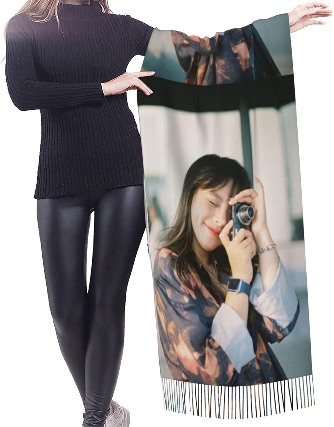 Custom Personalized Tassel Scarf Super Soft Premium Cashmere Breathable Scarf Unisex For Women Men Scarf Shawl - Image 2