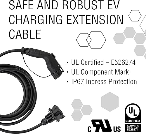 Miniatura 5 de Cable de extensión de cargador EV de nivel 2 – 40A SAE J1772, cable de carga universal tipo 1 de 20 pies, resistente, resistente al agua IP67,