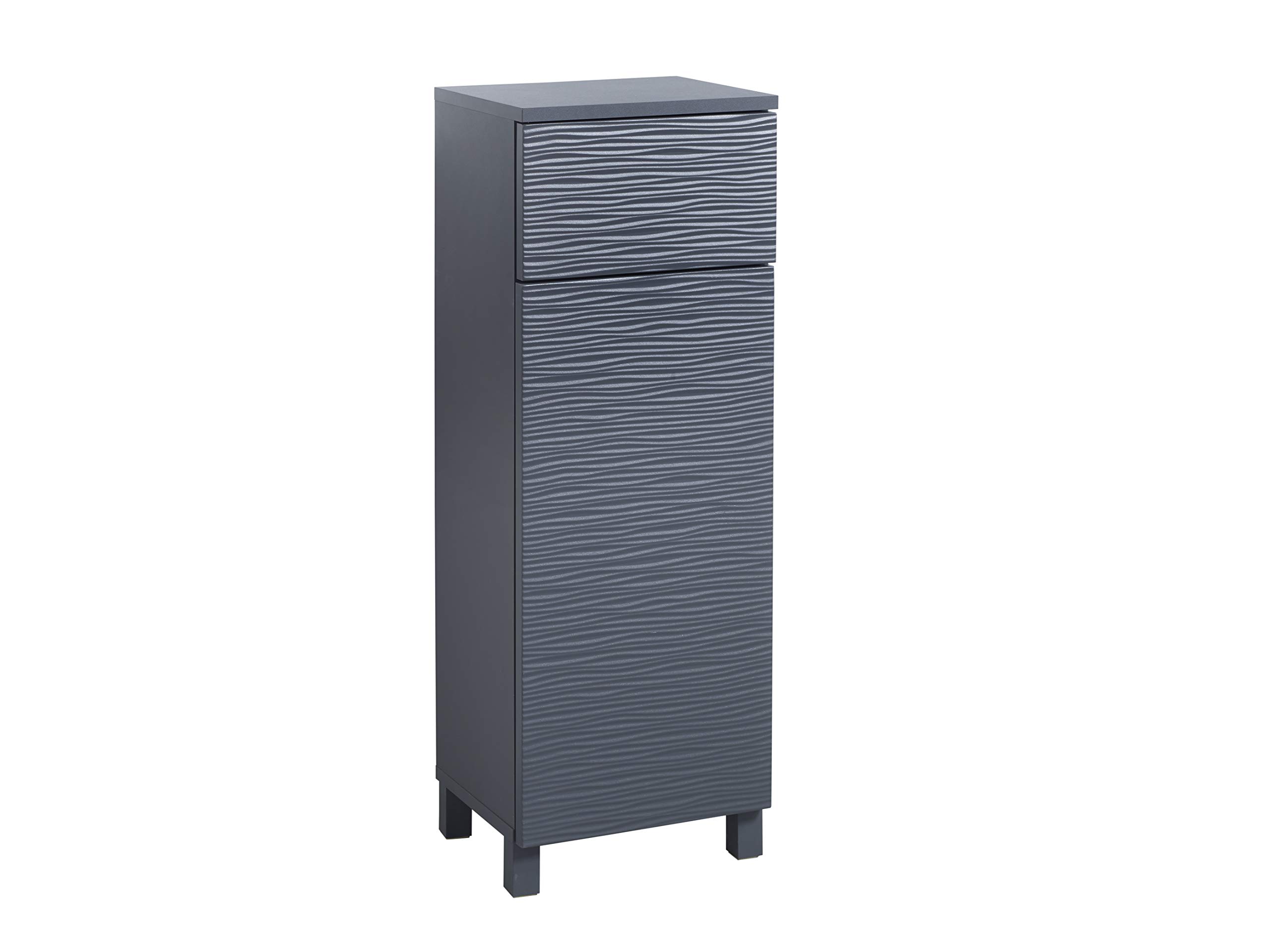 House and Homestyle Jessie Grey Ripple Floor Cabinet, Particleboard-3mm Particleboard-15mm Particleboard with Textured Foil Finish MDF/Particleboard-30mm Nominal Assembly Kit-Boxed, one size