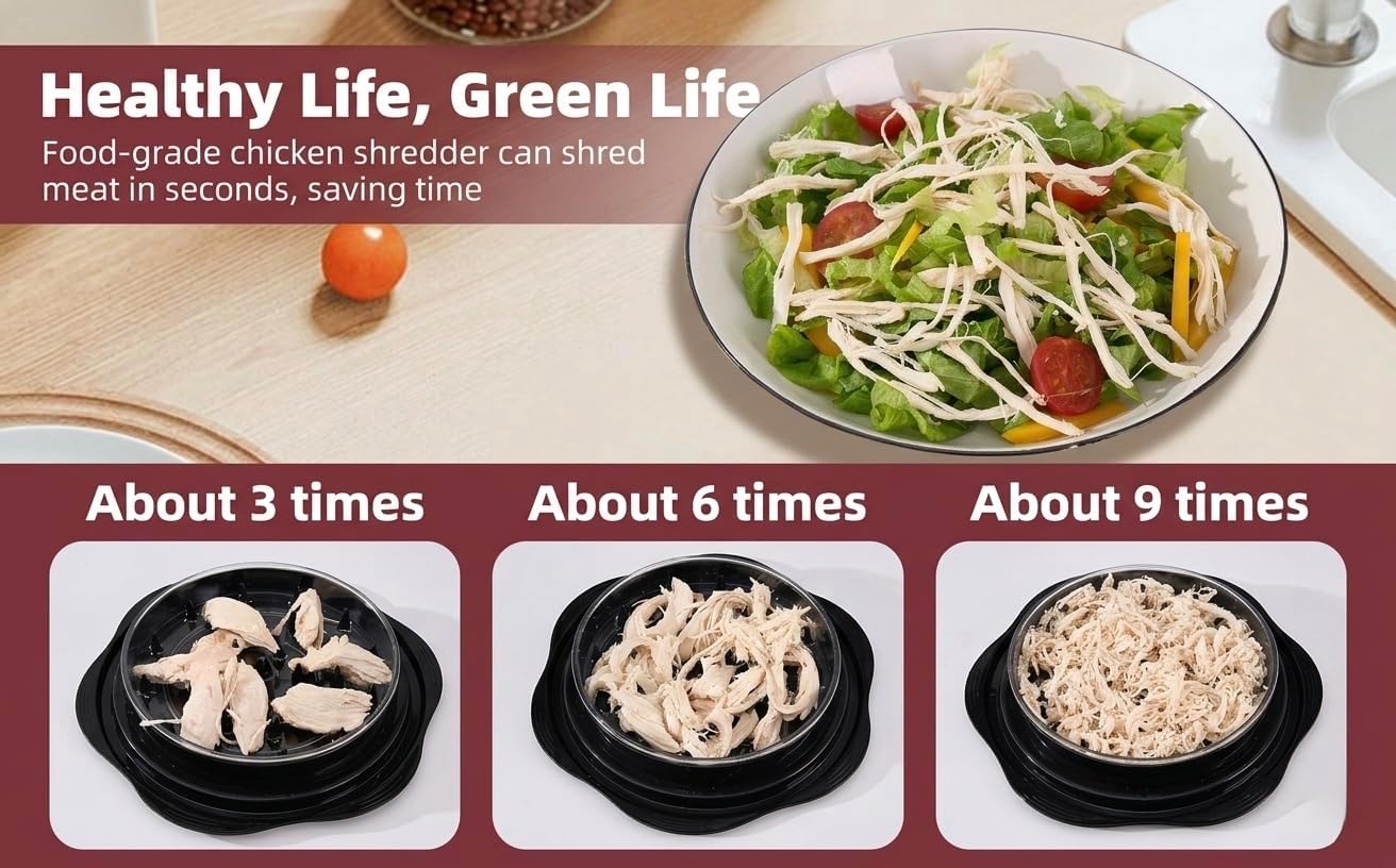 Chicken Shredder Tool Twist Pro, 10-Inch Large Meat Shredder for Chicken Breast, BPA-Free, Ergonomic Handle, Non-Slip Base, Dishwasher Safe, Cleaning Brush Included, Black image 3