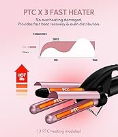 Vista 5 de FARERY Mini Hair Crimper Hair Waver 3 Temperature Adjustable, 3 Barrel Curling Iron for Short Hair, Hair Crimper for Women Beach Waves, 1/2 Inch for