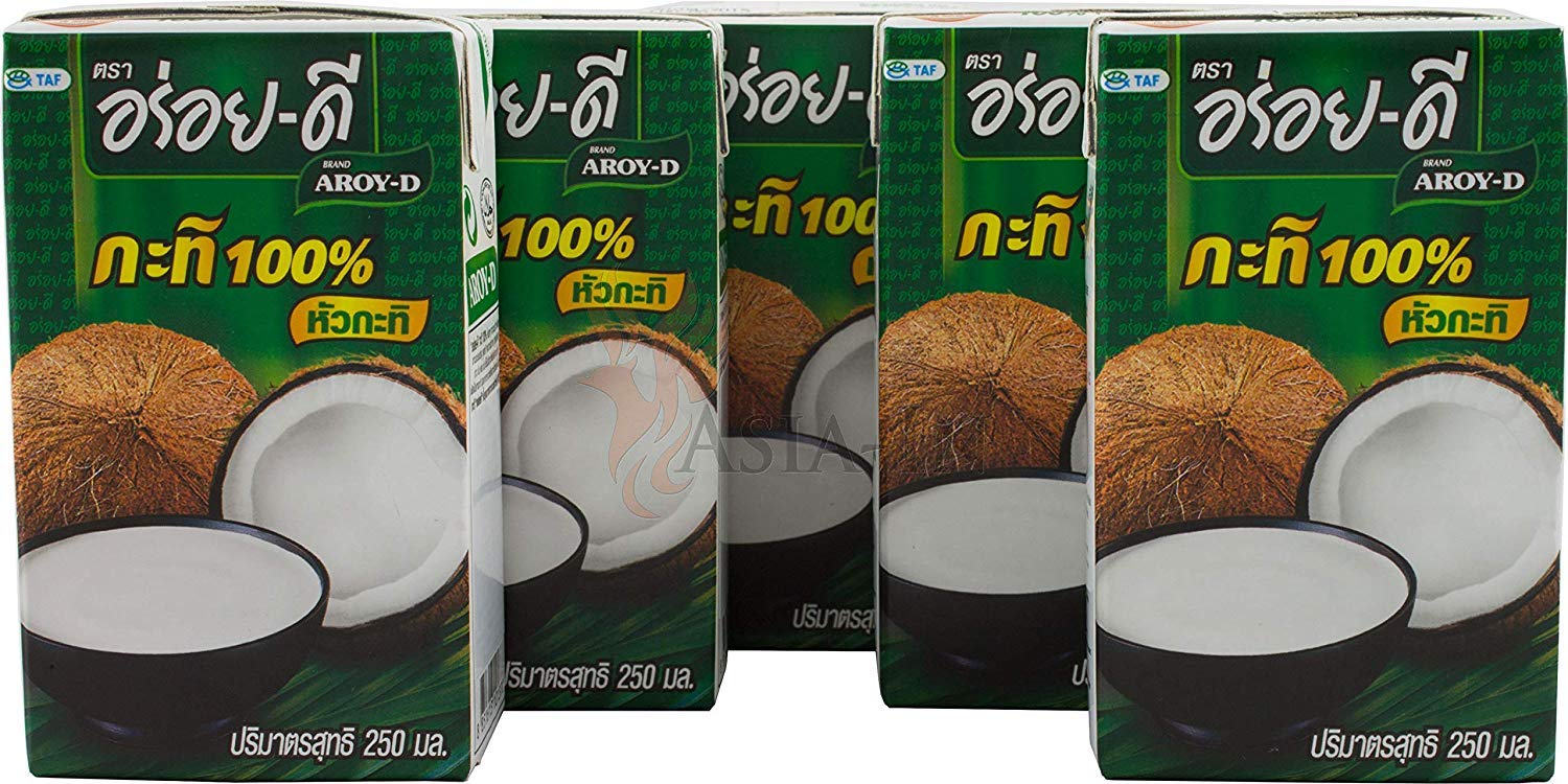 Aroy-D - Leche de coco con E435 - Paquete de 5 (5 x 250 ml)