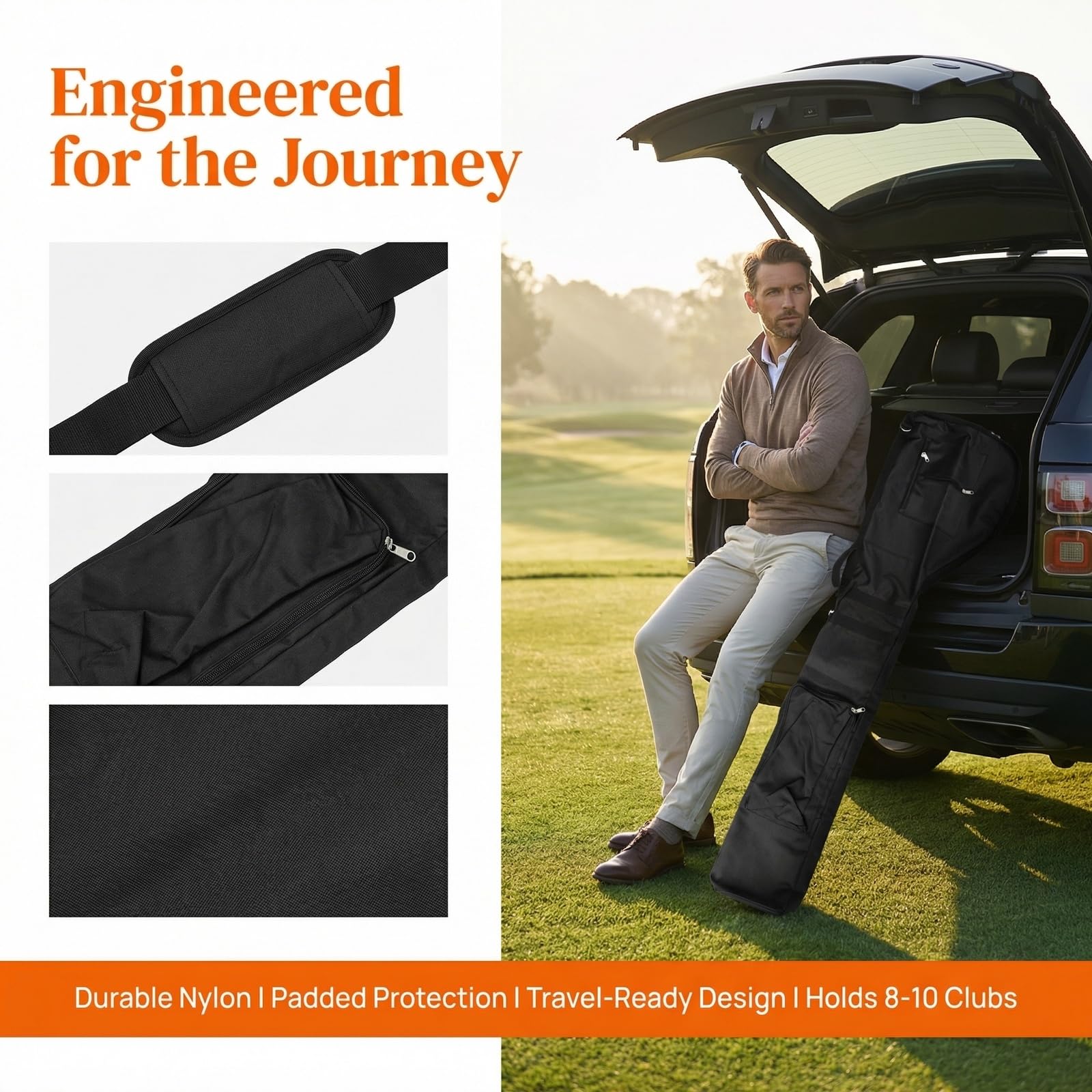 Golfschlägertasche Klein, wasserdichte und Leichte Golf Tasche für 8-10 Golfschläger, Faltbare Reise Golf Bag, Golfclubs Mini Tragetasche, Mini Golfbag mit Schulterriemen, zur Aufbewahrung