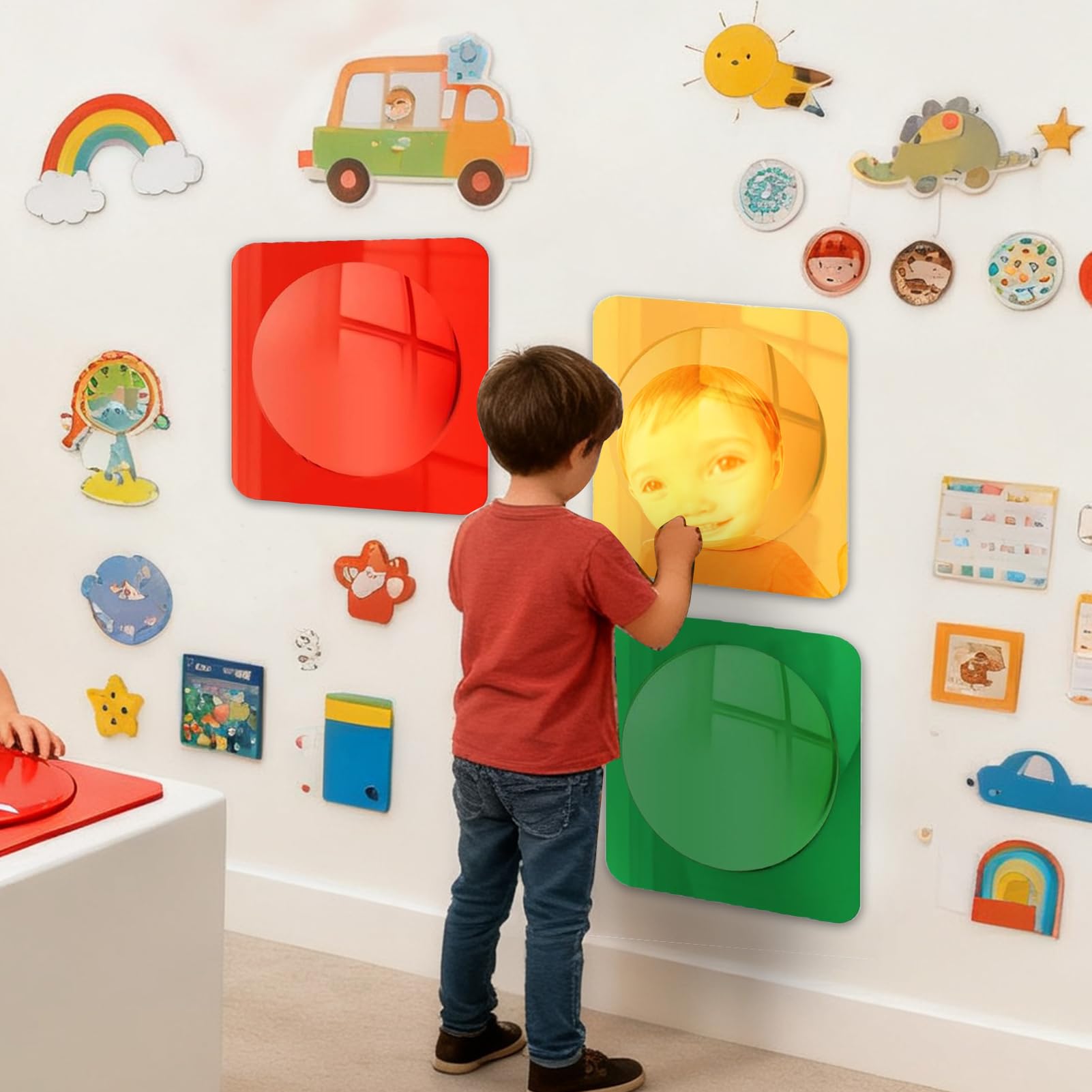 Miroir Sensoriel pour - de Stimulation Interactive en 3 Pièces - Sensoriels Miroir à Bulles en Acrylique | pour Tout-Petits Préscolaire Exploration des Sentiments Stimulation Tactile