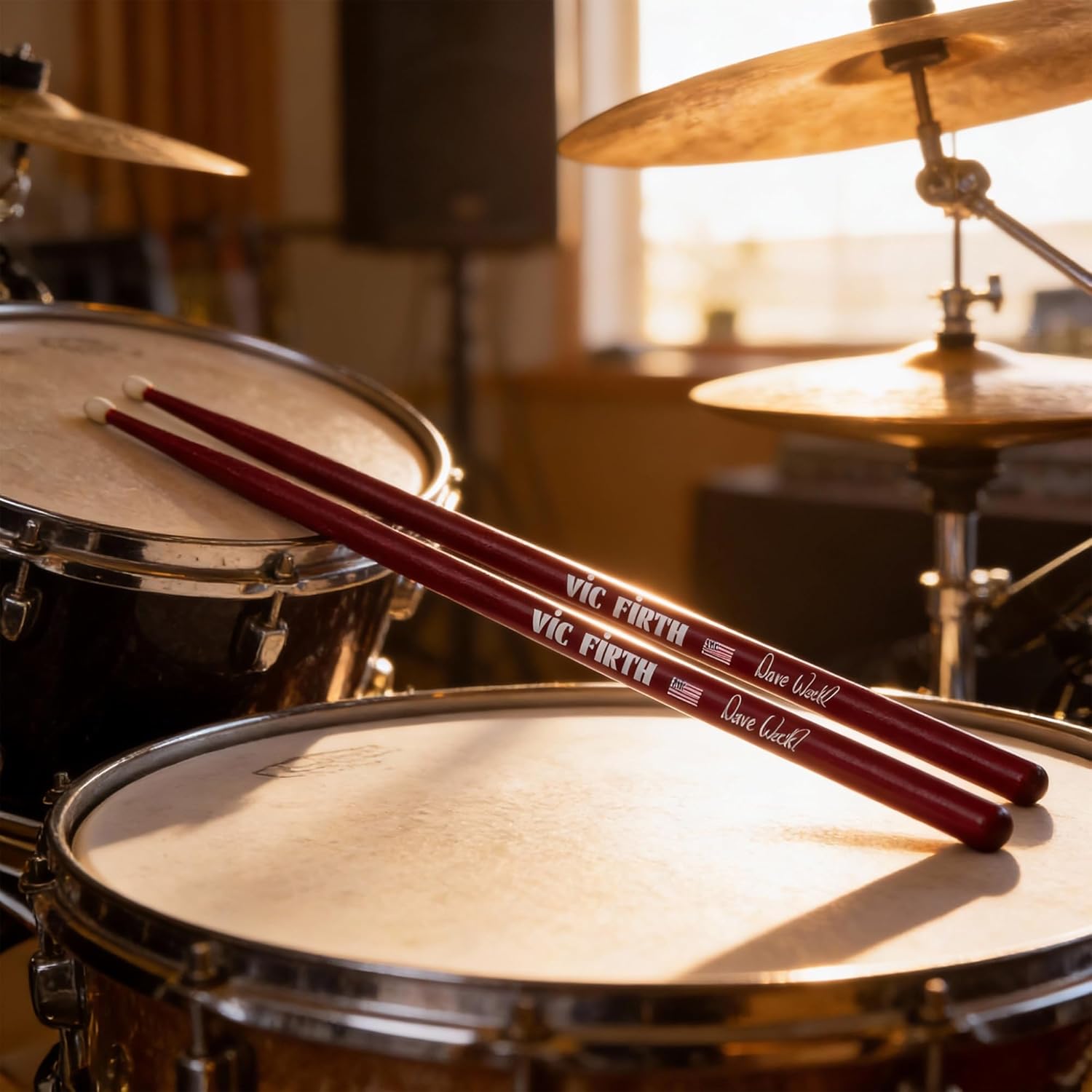 Vic Firth Signature Series Dave Weckl Nylon Tip Drumsticks - 3‑Pack Bundle with Austin Bazaar Polishing Cloth