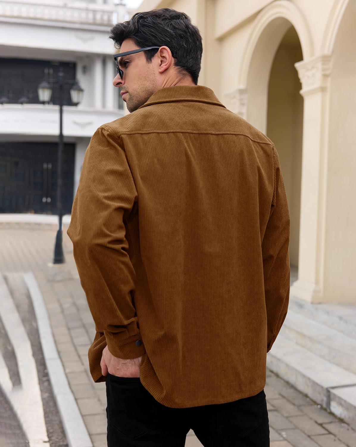 Mens Corduroy Button Jacket Casual Pocket Shirt (S-2XL) - Image 5