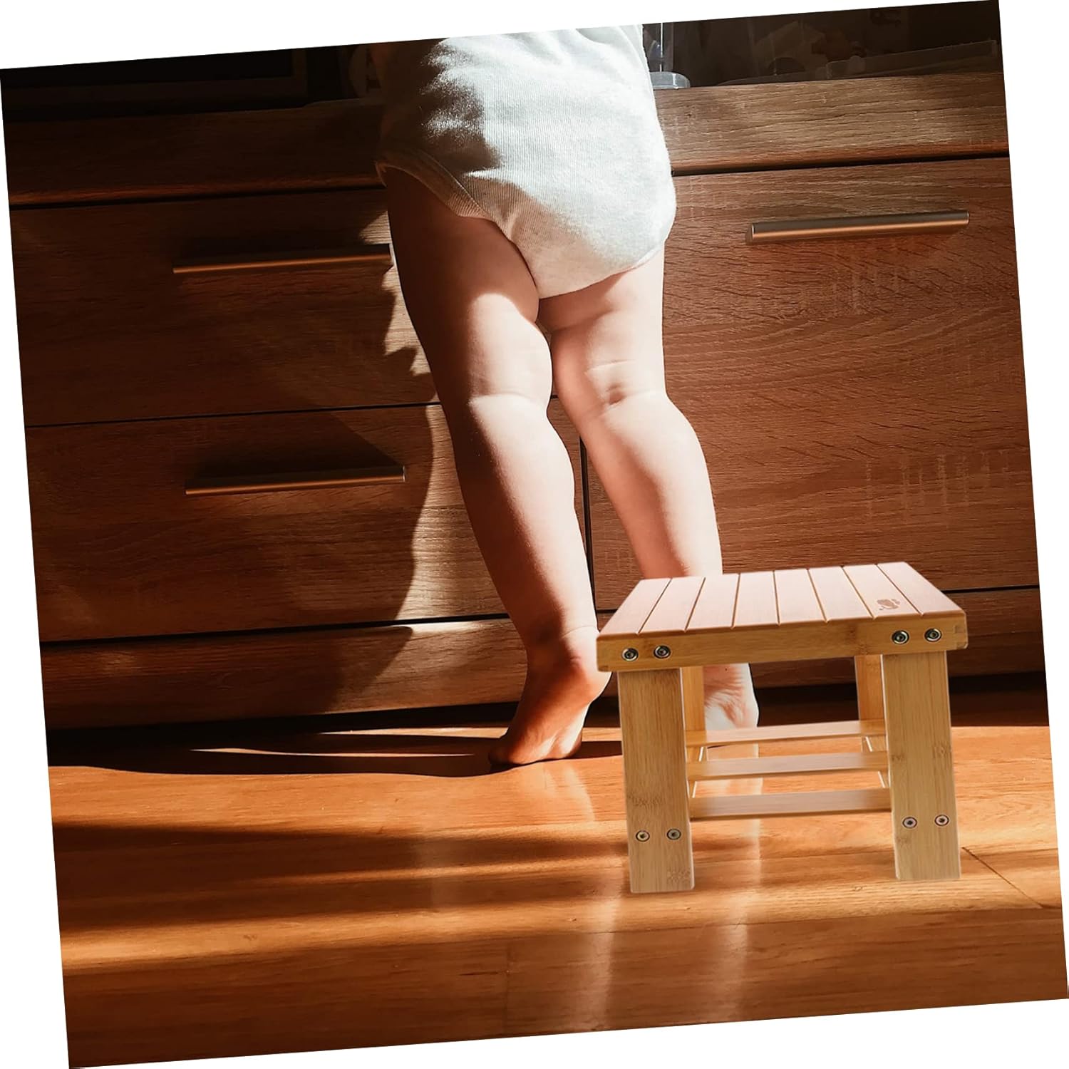 Unomor Step Stool Wood Small Bench Bamboo Small Stool Simple Practical and Girls