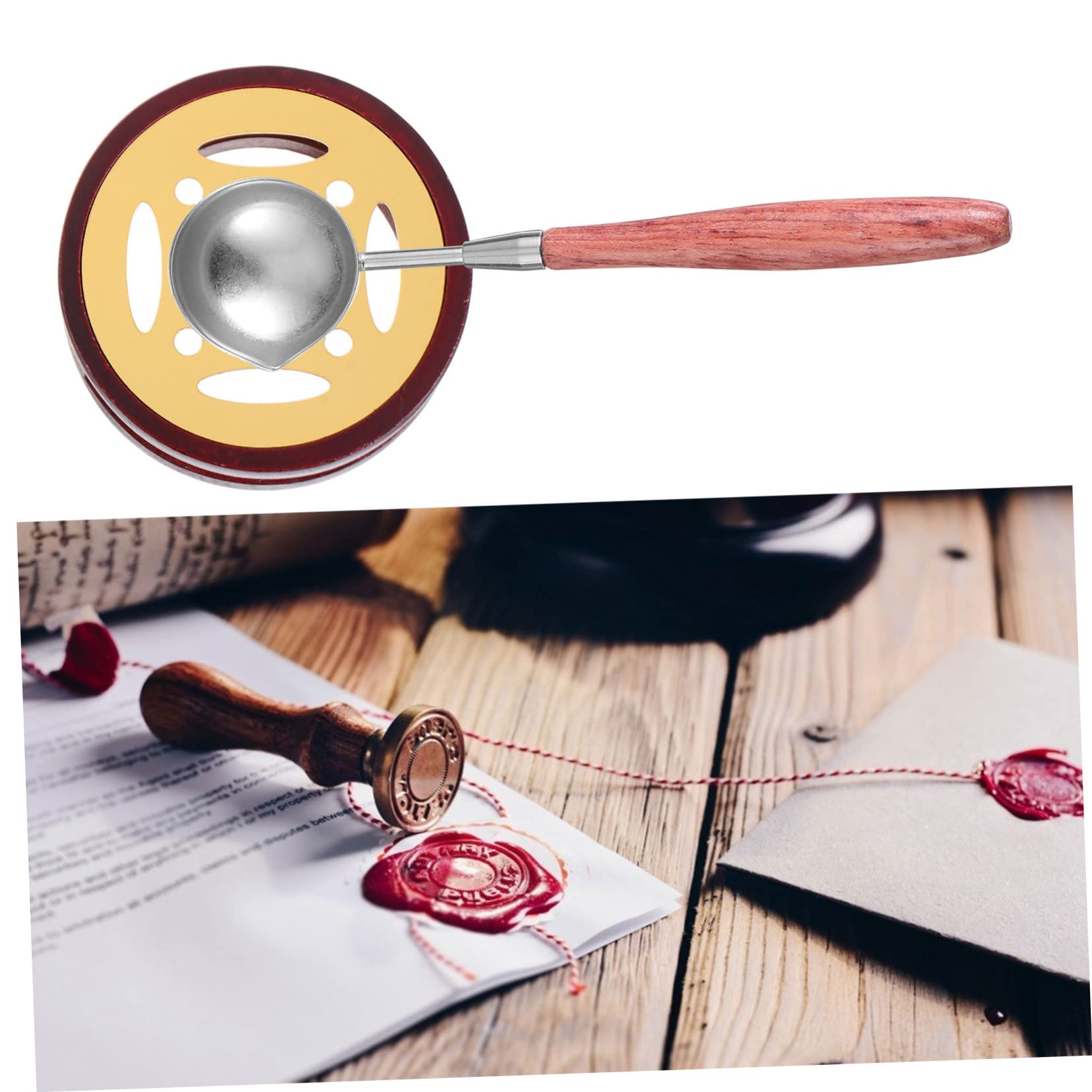 Lurrose 3 Set Di Cucchiai Scaldacera Con Manico in Legno Elegante Decorazione Per La Casa Per Progetti Di Sigillatura Di Candele