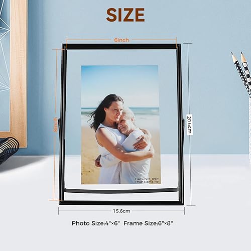 Miniatura 2 de AhaGo Marco de fotos flotante (2 juegos, negro, 6 x 8 pulgadas), para múltiples tamaños de fotos (5 x 7, 4 x 6, 3 x 5), marco de fotos ajustable
