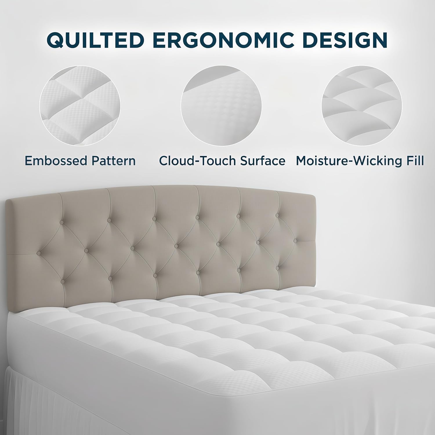 Queen Size Quilted Fitted Mattress Pad with Deep Pocket 8-21" - Cooling Breathable Pillow Top Mattress Topper & Protector, Machine Washable, White, 60x80 Inches