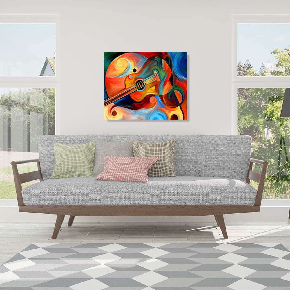 Review Product A&T ARTWORK Music and Rhythm Abstract Art, giclee Canvas Prints Wall Art for Home Decor Stretched Canvas Gallery Wrapped 30x24 inches