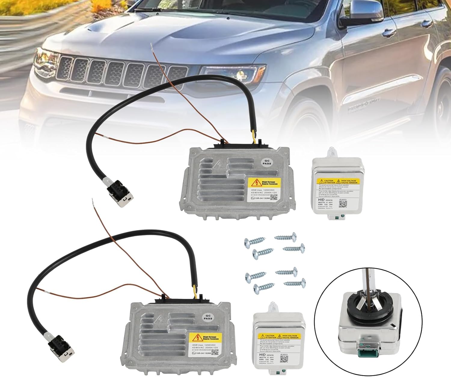 Topteng 2X Ballast & D3S Bulb Wire Kit Headlight Control Unit for Jeep Grand Cherokee 2014-2020 89089352, 68222897AA, L0000D3S 68222897AA