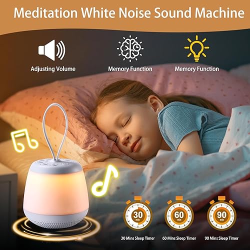 Miniatura 5 de Máquina de sonido de ruido blanco de viaje mejorada para bebé adulto, máquina de dormir portátil con luz nocturna y 21 sonidos relajantes,
