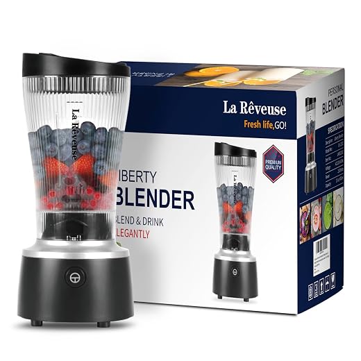 La Reveuse Personal Size Blender 250 Watts Power for Shakes Smoothies Seasonings Sauces with 15 oz Portable To Go Cup,BPA-Free