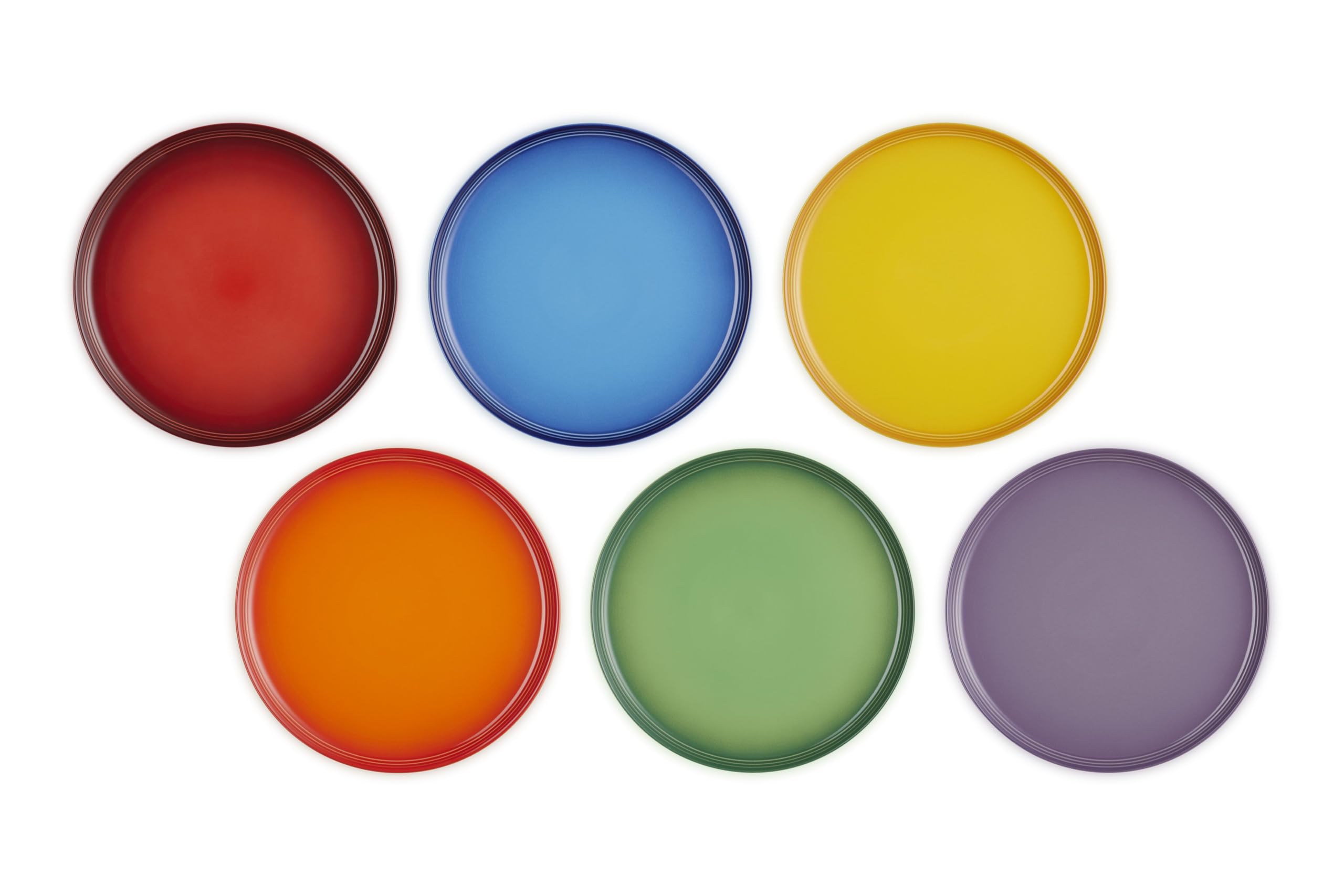 LE CREUSET Set di 6 piatti piani in gres Rainbow