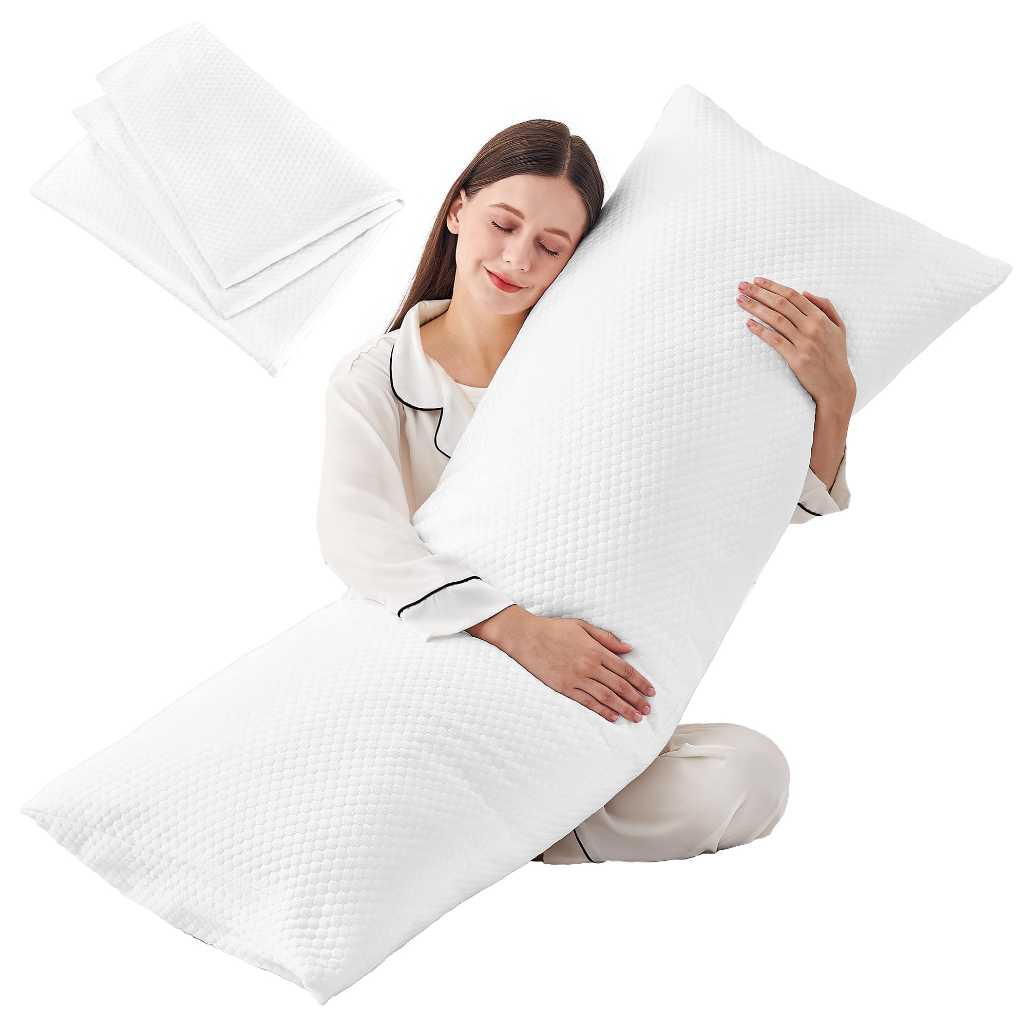 Litanika Body Pillow Insert with Cover, Cooling Long Pillow for Side