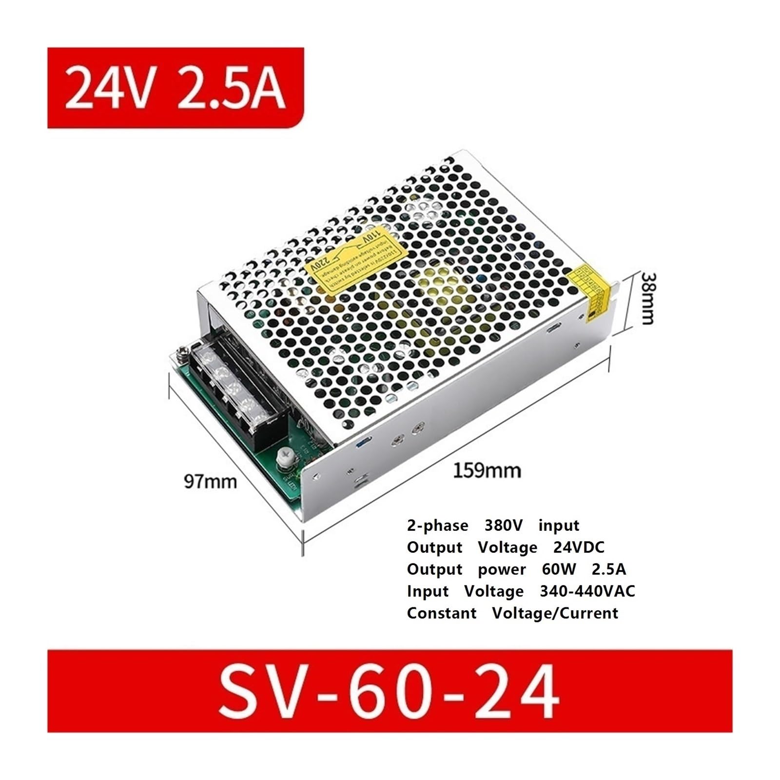 Zasilacz sieciowy 380 do 24V12V36V48V przetwornik DC SV-350W600W1000W4000W zmienne napięcie (380V do 24V 60 W SV 60 24)