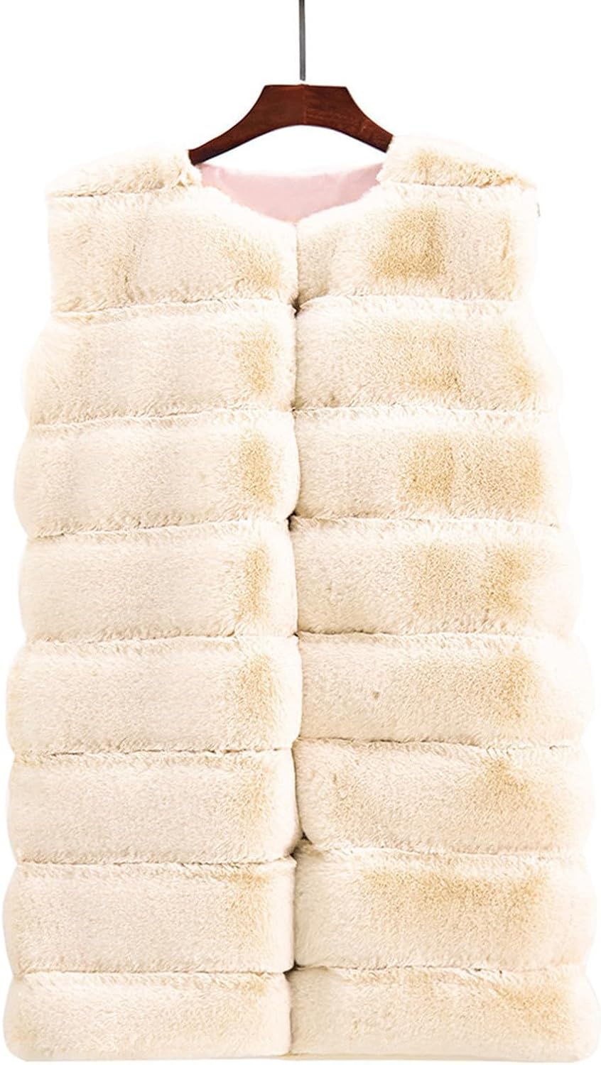 ZBYY Women's Fall Winter Sherpa Vest Jackets Sleeveless Shaggy Faux Fur Warm Outerwear Long Loose Fluffy Waistcoat Tops