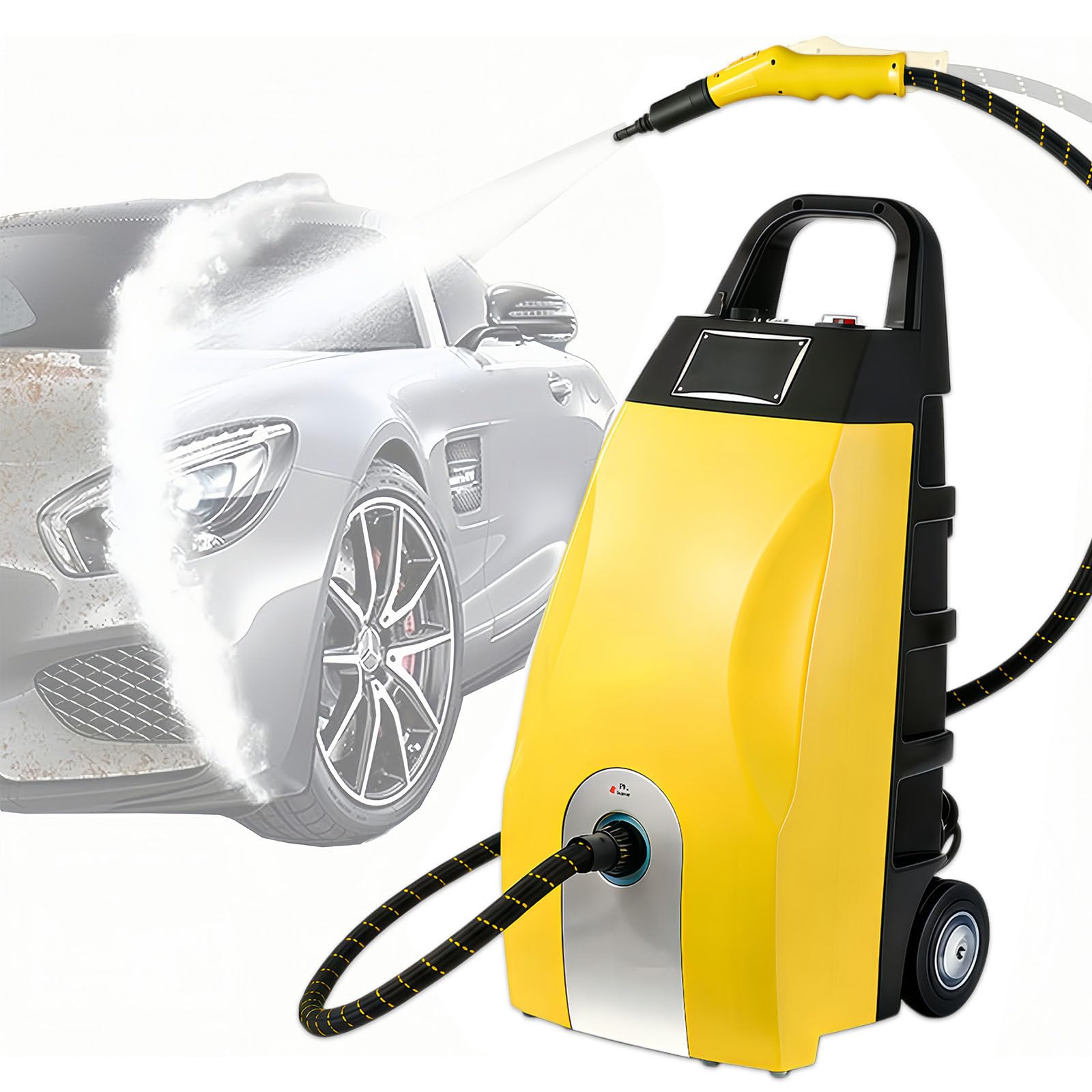 Glowdora 3.5lsteam Cleaner, Multipurpose Powerful Steamer,3000w High - Pressure Multi-Use Steam Washer,W/Continuous Steam,9 Accessories & 40 - Sec Heat - Up For Home,Car Washing & Ac Cleaning Yellow