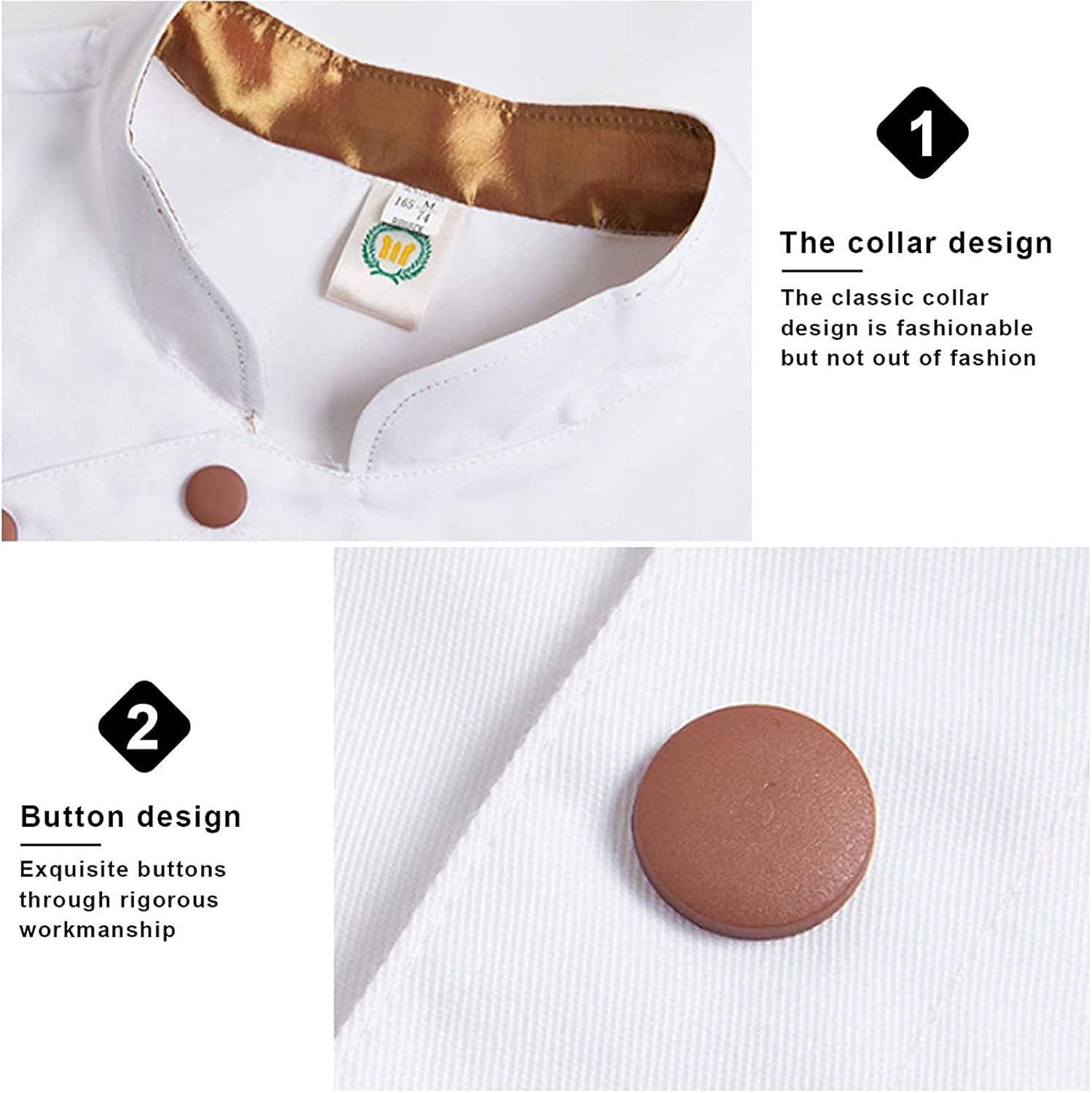 Chef Coat, Chef Uniform Restaurant Kitchen Cooking Chef Coat Waiter Work Jackets Short Sleeve Professional Uniform Overalls Outfit(Brown_A(M))