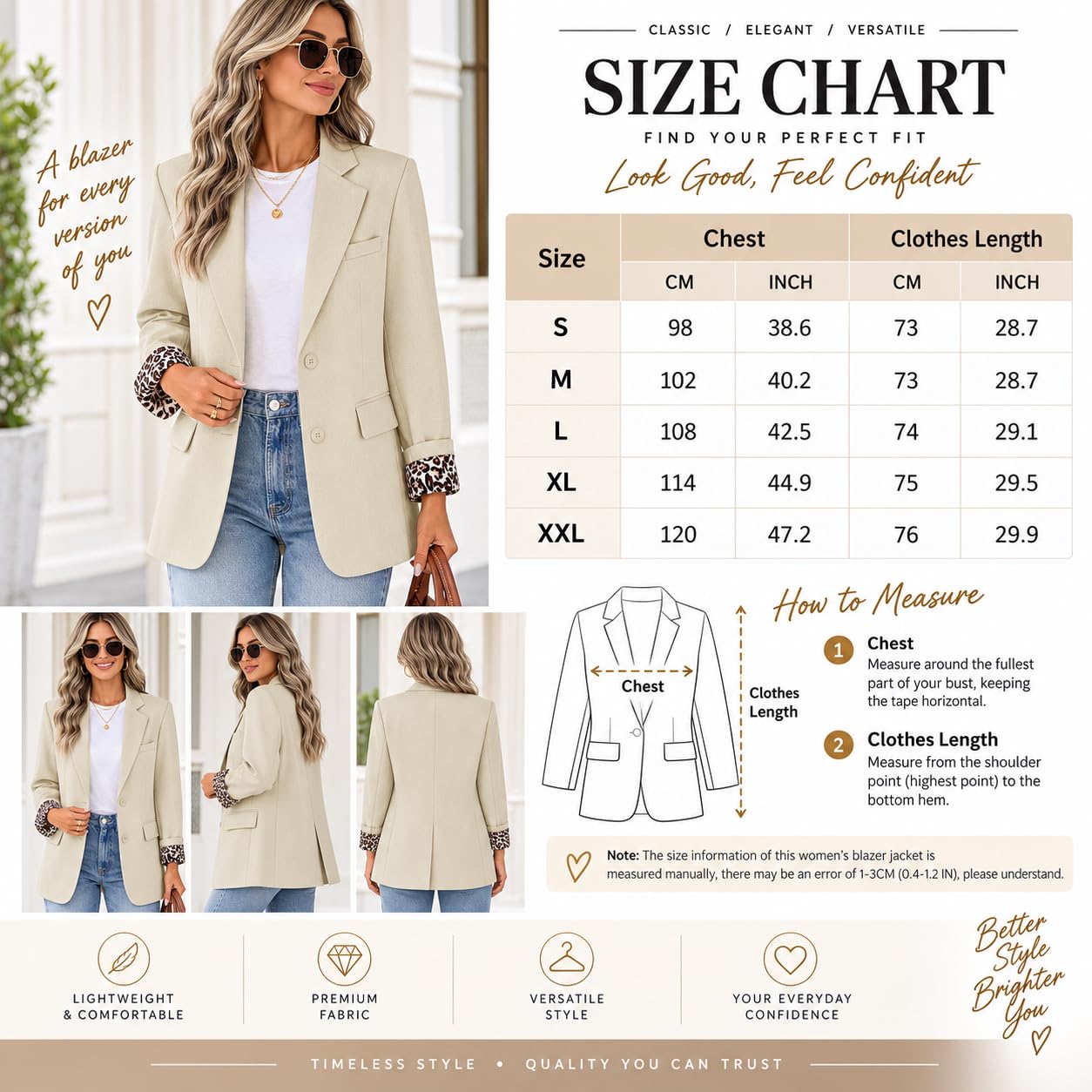 Blazer Décontracté Femme avec Poches Revers Cranté Fermeture Boutonnée Poignets Imprimé Léopard Veste Légère Idéale pour Travail Les Mariages Quotidien.