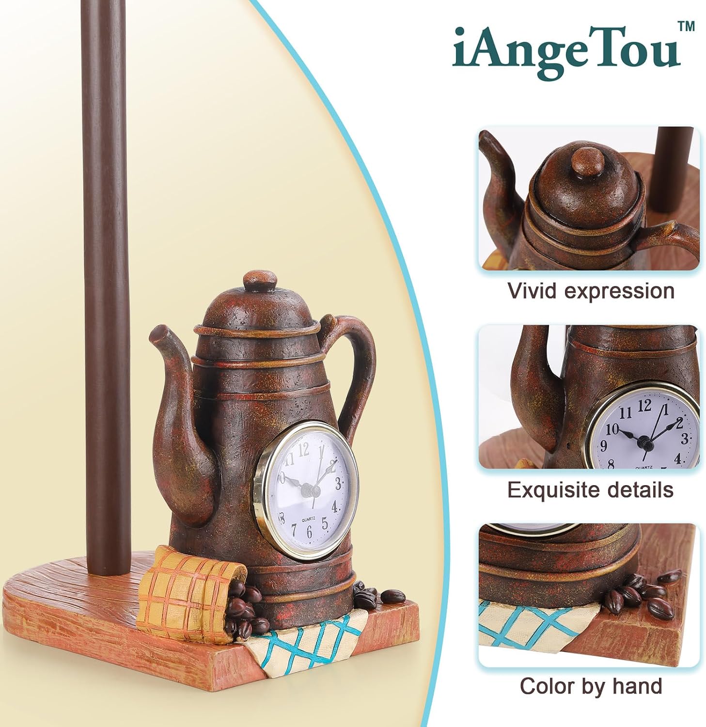 Chef Paper Towel Holder with Wine Barrel, Decorative Kitchen Paper Towel Stand with Wooden Base, European Style Design (IAT-D2517)