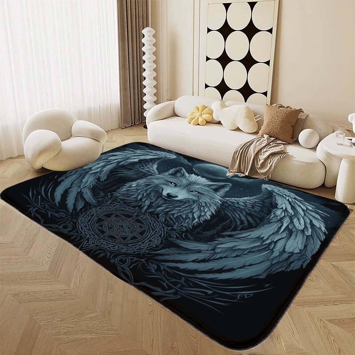 Tapis de salon antidérapant en flanelle doux tapis moderne de décoration intérieure