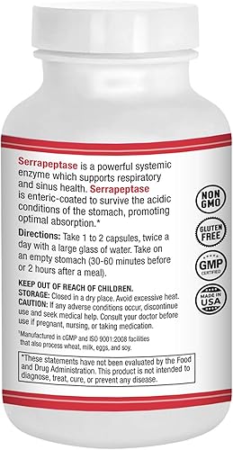 Miniatura 2 de AST Enzymes Serrapeptase 80,000 SPU - 120 cápsulas vegetarianas - Enzimas sistémicas naturales de primera calidad - Serrapeptasa con recubrimiento