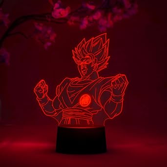 Geek Lamp Super Saiyan God Super Saiyan Goku Dragon Ball Super - Anime Lamp Figure Night Light, 16 Colors RGB LED - Remote for 3D Anime Room Decoration Gift Geek