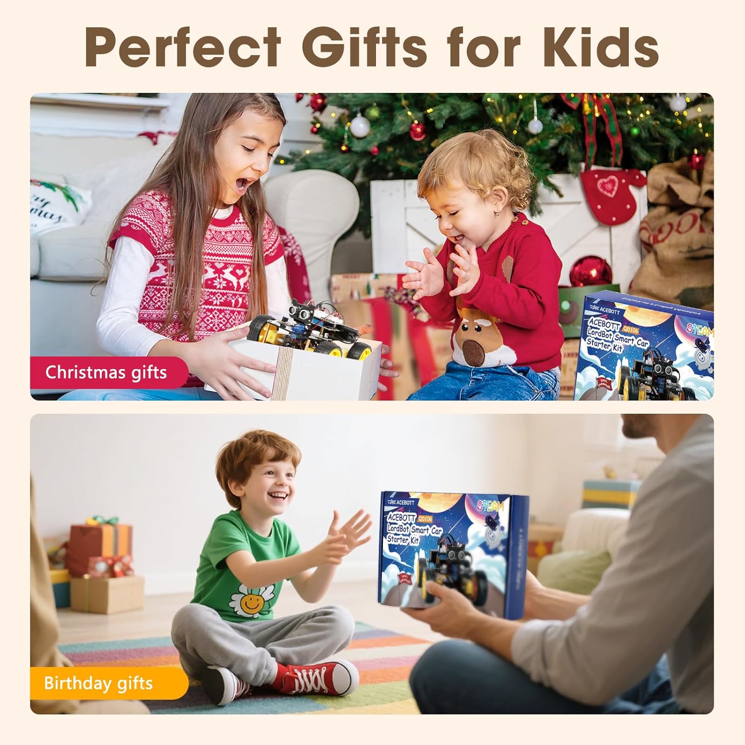 ACEBOTT Robotics Kit for Kids Ages 8-12 12-16, Smart Robot Car Kit Compatible with Arduino & Scratch, STEM Toys Coding Robot Kit with App Control, STEM Gifts for Kids and Teens