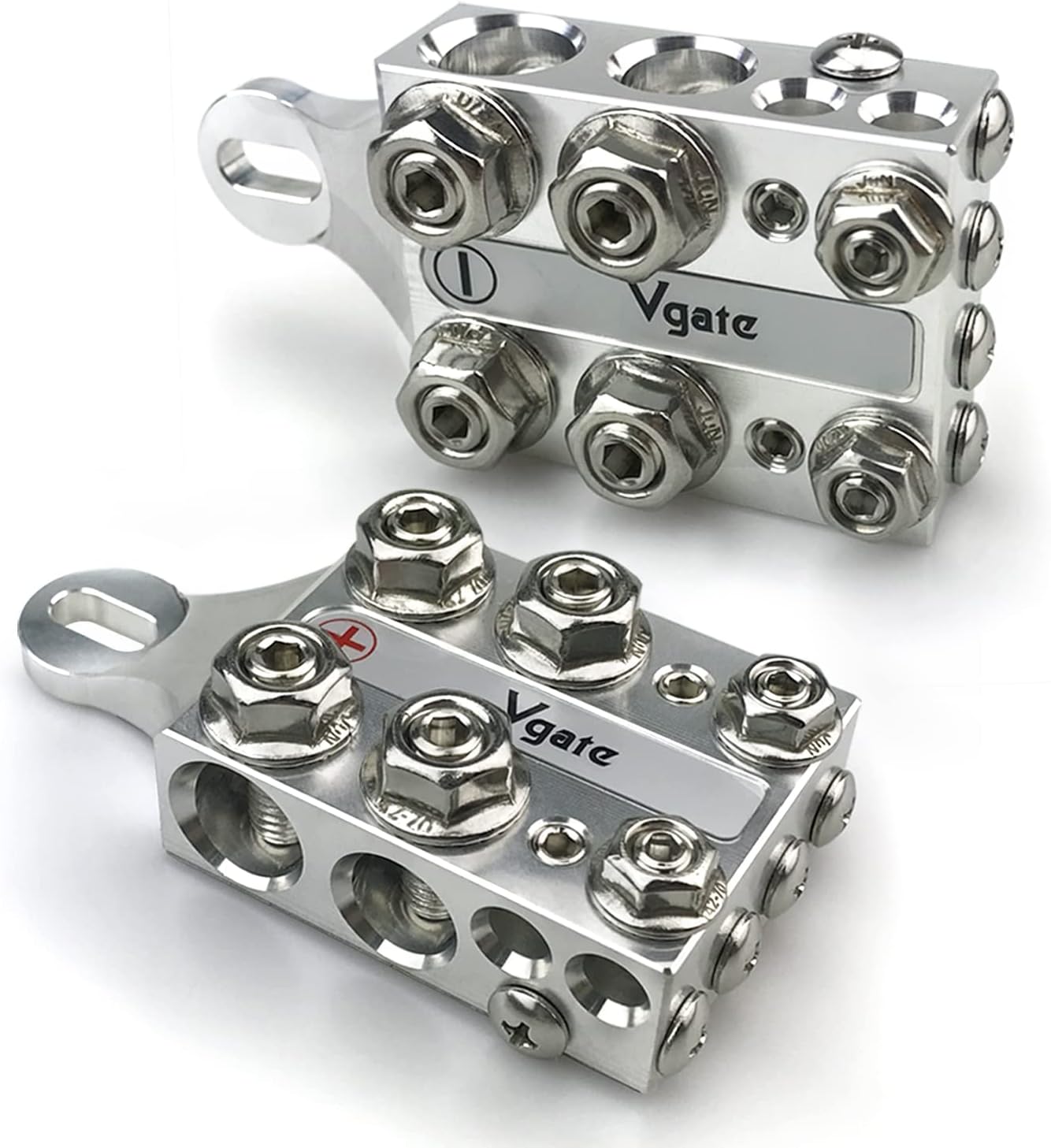 Vgate 20-Way Battery Terminal Connector, Multi-Size Hole Holder, 8AWG up to 4/0(XL) AWG Gauge, for Lithium or AGM Lead Acid Battery with Bolt Down Ends or Threaded Studs, M6 or 1/4”-20