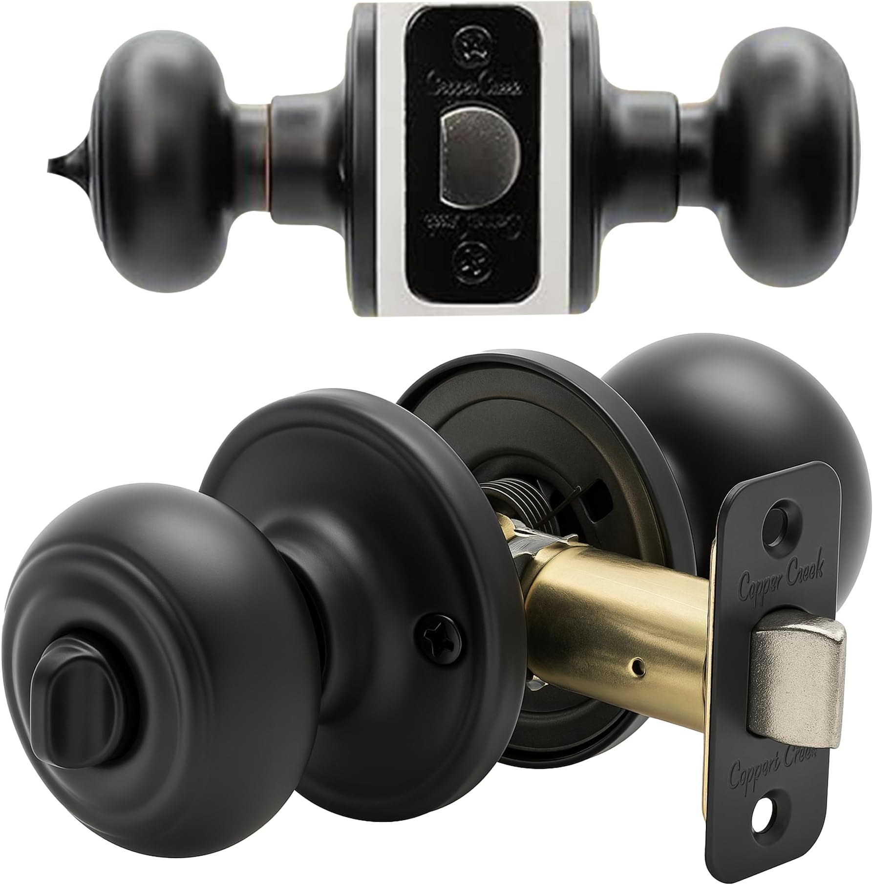 Copper Creek CK2030BC Colonial Door Knob, Privacy Function, 1 Pack, in Black