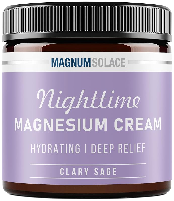Magnum Solace Creme de Magnésio para Uso Noturno com Cloreto de Magnésio, 250 mg por colher de chá, pote com 1 unidade