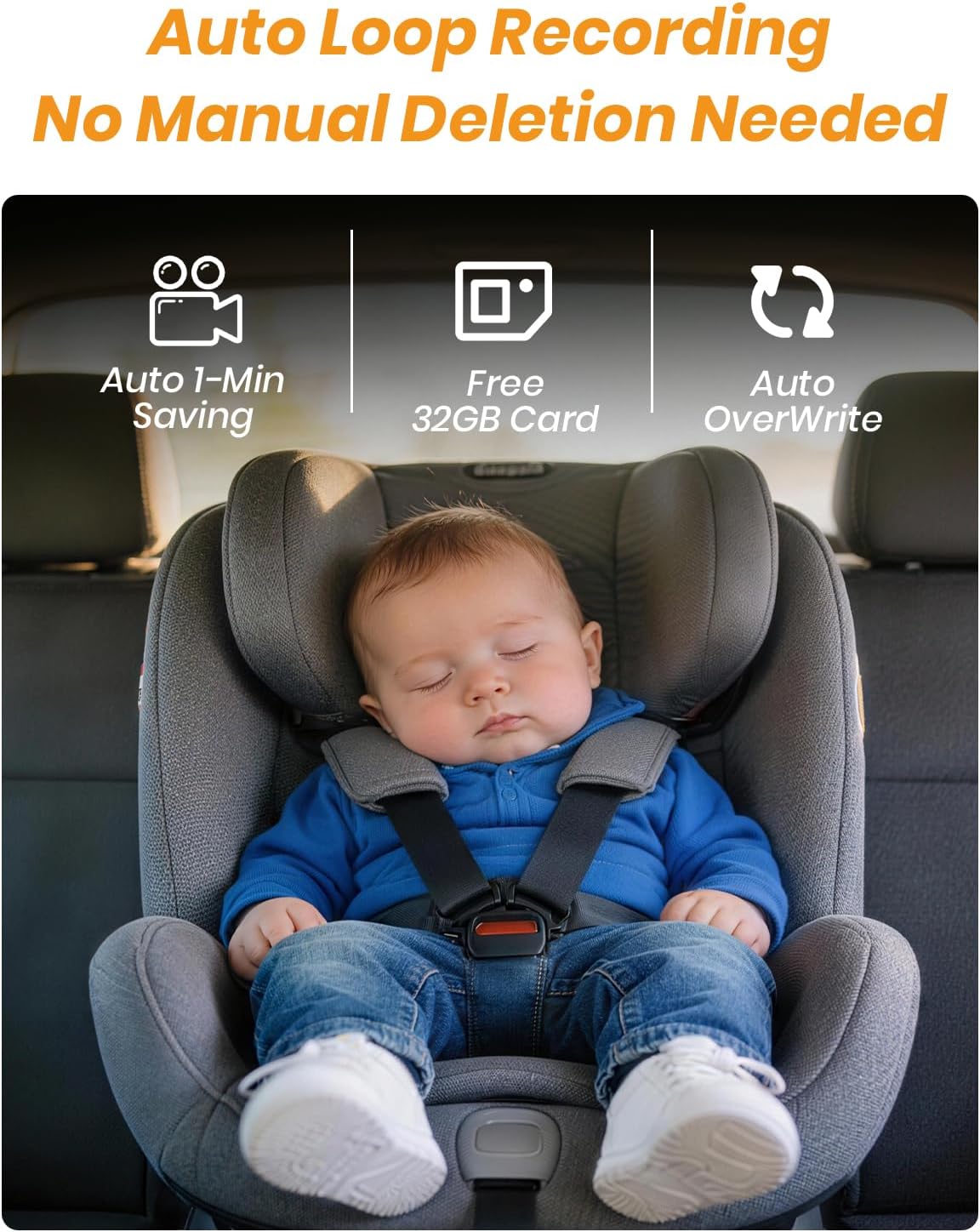 Babyvue BV2MAX Baby Car Camera with Video Record & Playback, 4.5" 1080P HD Monitor IR Night Vision USB Easy Installation,Rear-Facing Backseat Camera for Infant Car Seat(Pink)