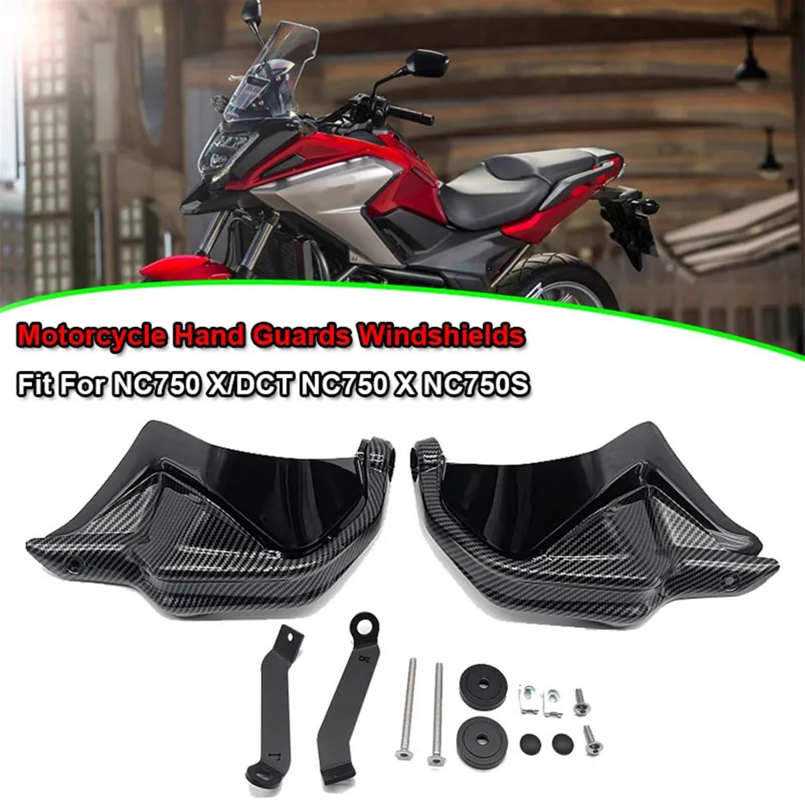 Protector de manos for motocicleta con apariencia carbono