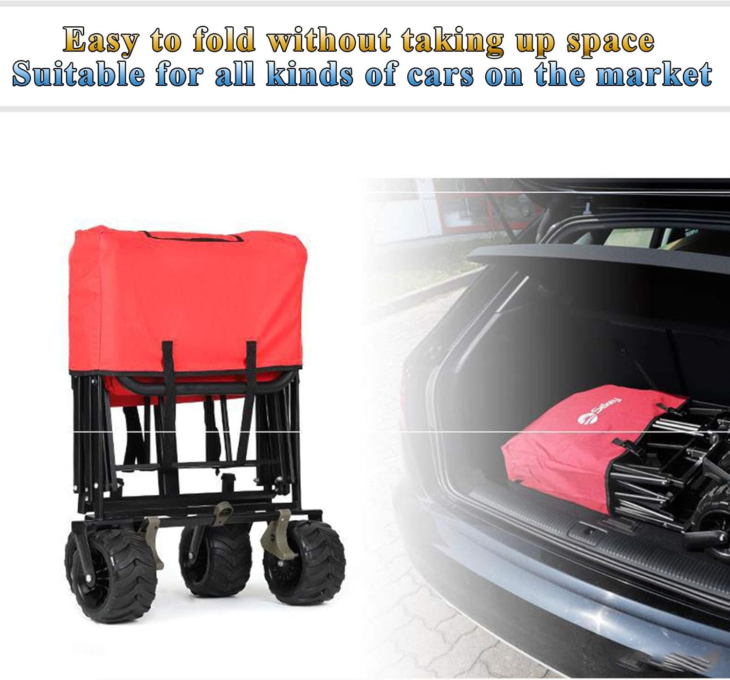 Pet Trailer Folding Pet Stroller Four-Wheel Multifunctional Dog Pull Trailer Can Bring Pets for Outdoor Camping (Black)
