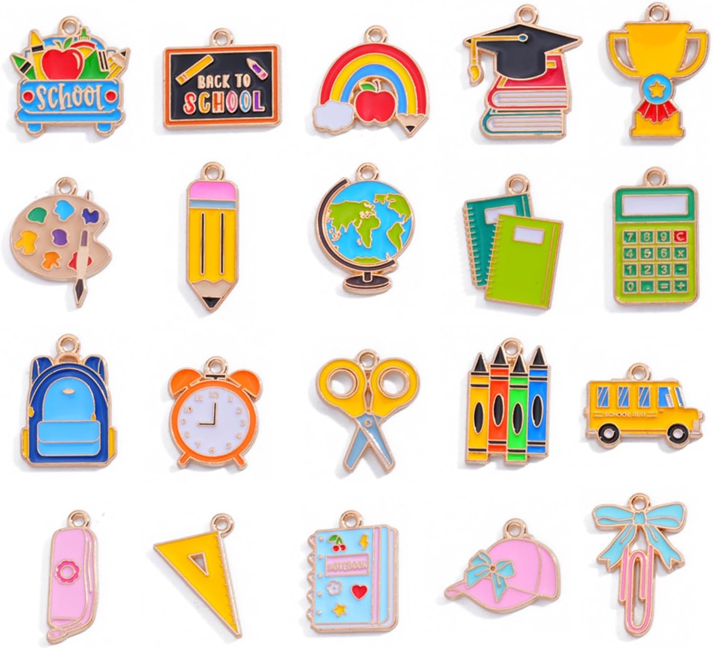 40Pcs 20 Styles Enamel Charms - Alloy Pendants for DIY Jewelry Craft Supplies