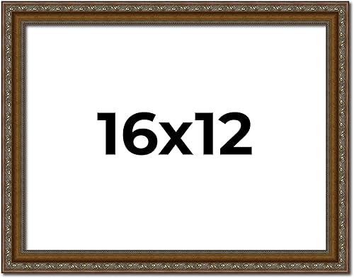 Miniatura 96 de Marco de fotos completo de madera dorada envejecida de 16 x 20 pulgadas con plexiglás acrílico UV, parte trasera de tablero de espuma y accesorios
