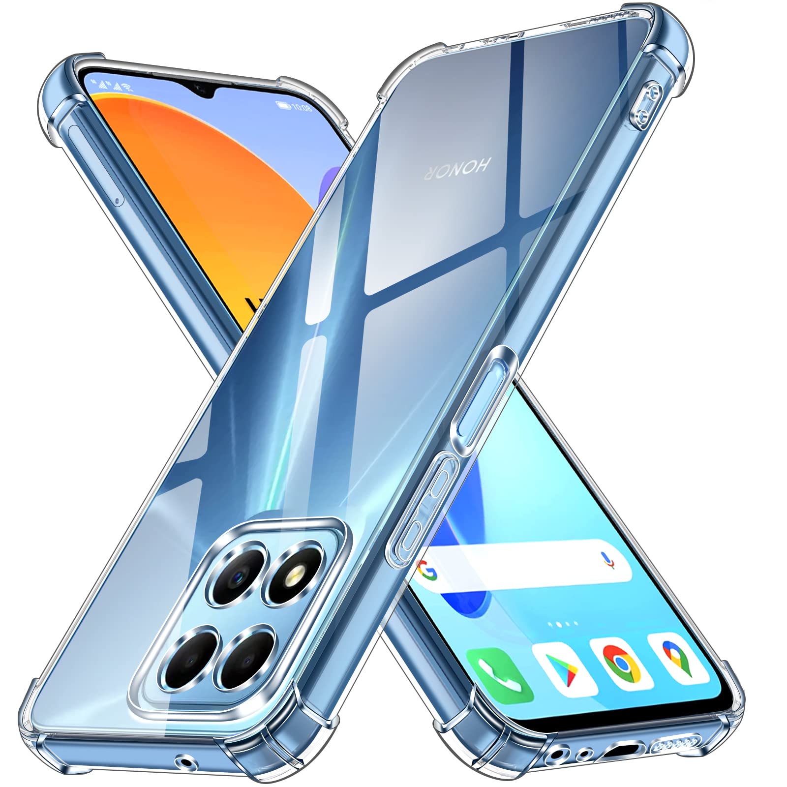Custodia Placcata In Oro Per Honor X8 5G / Honor 70 Lite / X6 – Silicone Trasparente Con Brillantini, Antiurto E Ultra Sottile (Nero)