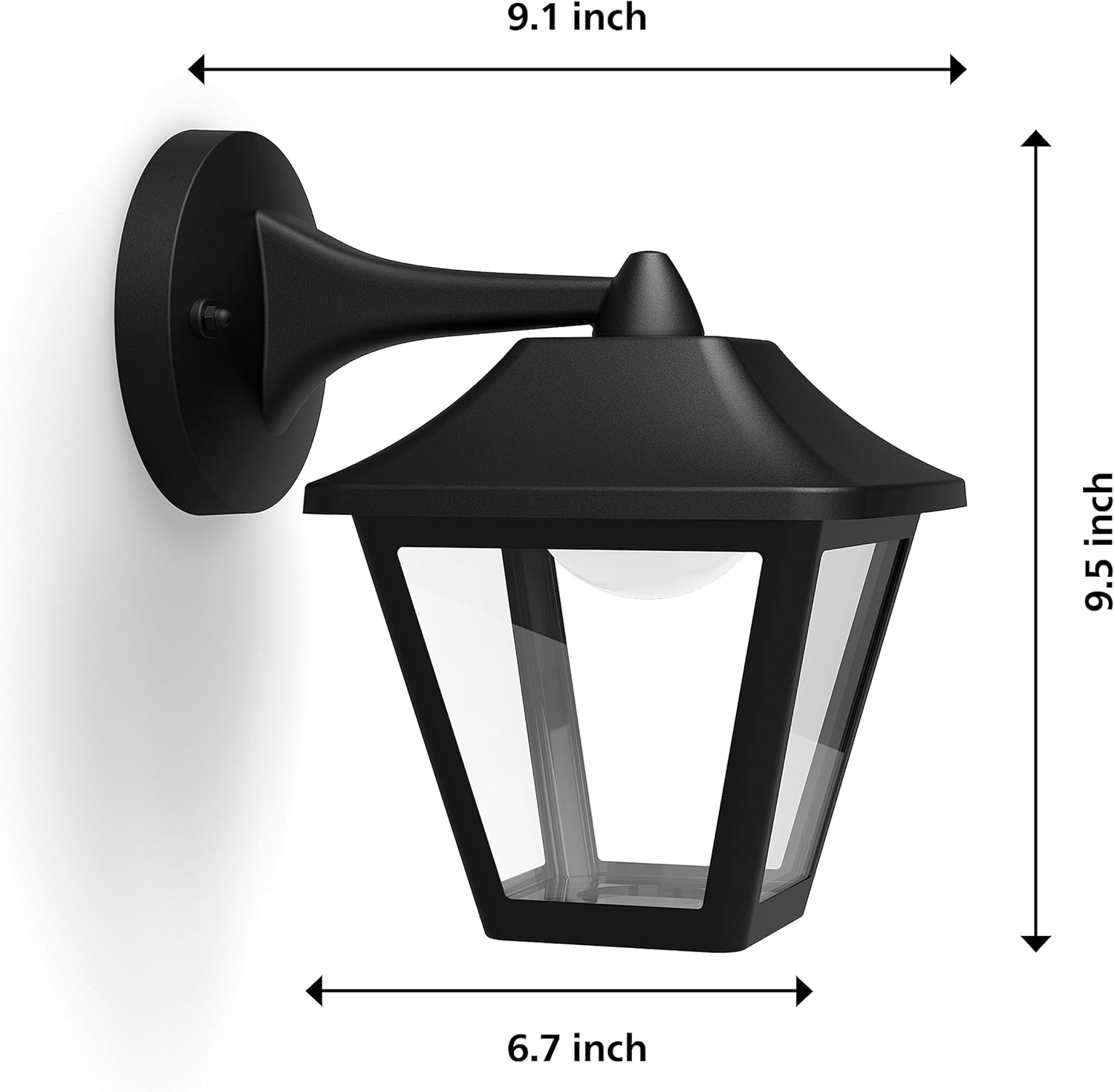 PHILIPS LED Outdoor Large Classic Wall Lantern 1-Pack Bright White (3000K) 500 Lumen (11W = 50W) Weather Resistant