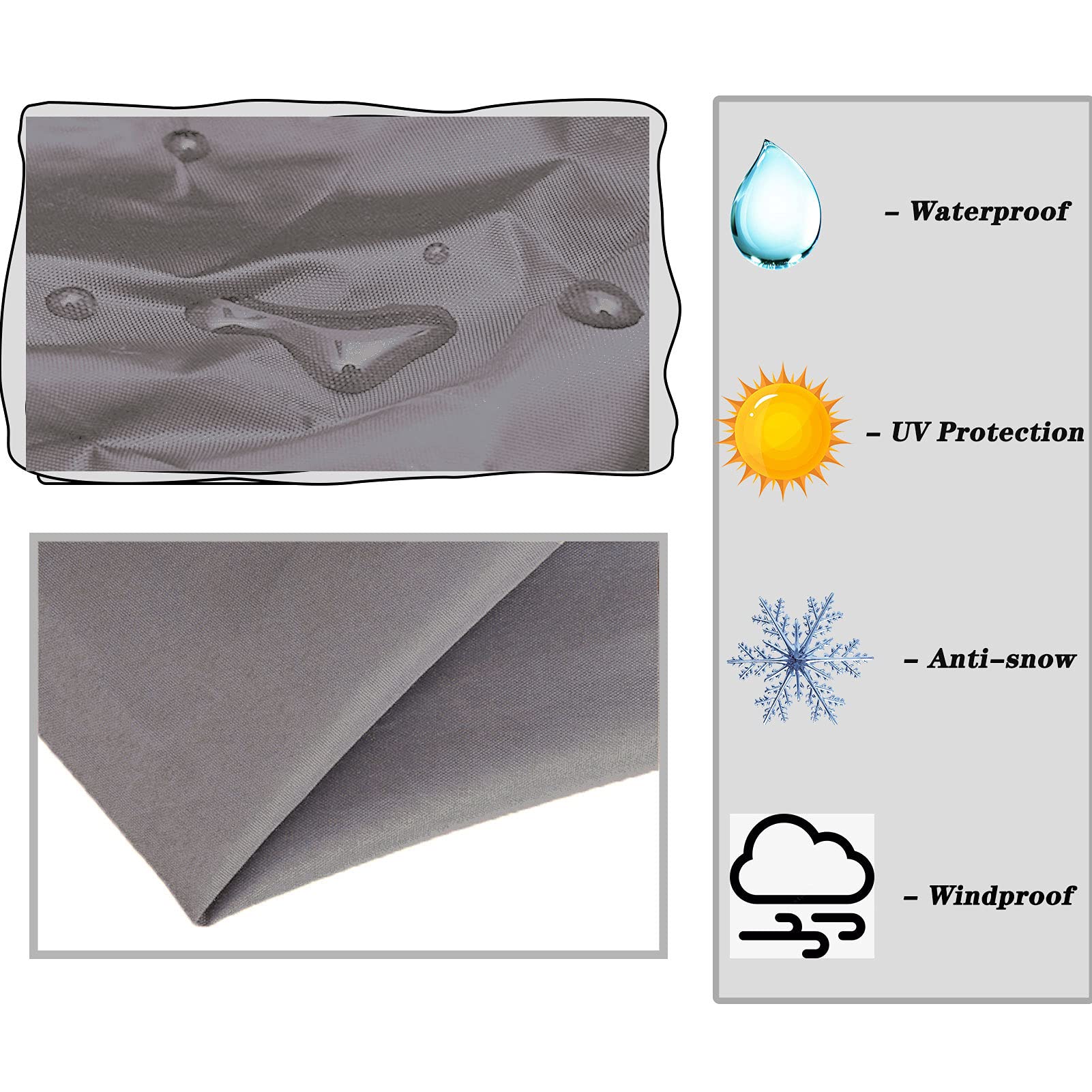 175x100cm Funda Muebles Impermeable 420D Oxford, Funda Protectoras Exterior Redond, contra el Polvo Anti-UV sin Decoloración Resistente a Prueba de Viento al Polvo