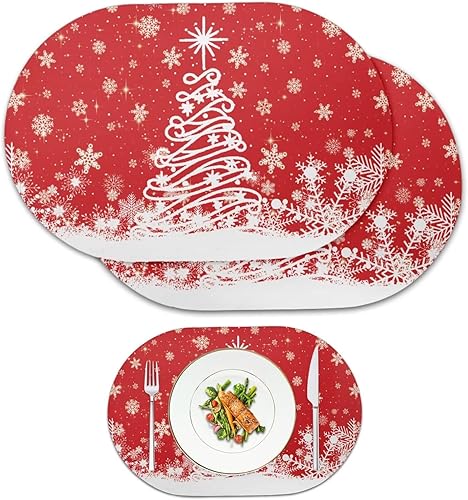 Miniatura 12 de Juego de 6 manteles individuales lavables para mesa de comedor, resistentes al calor, mesa de cocina, decoración del hogar, lavable, ovalada, de