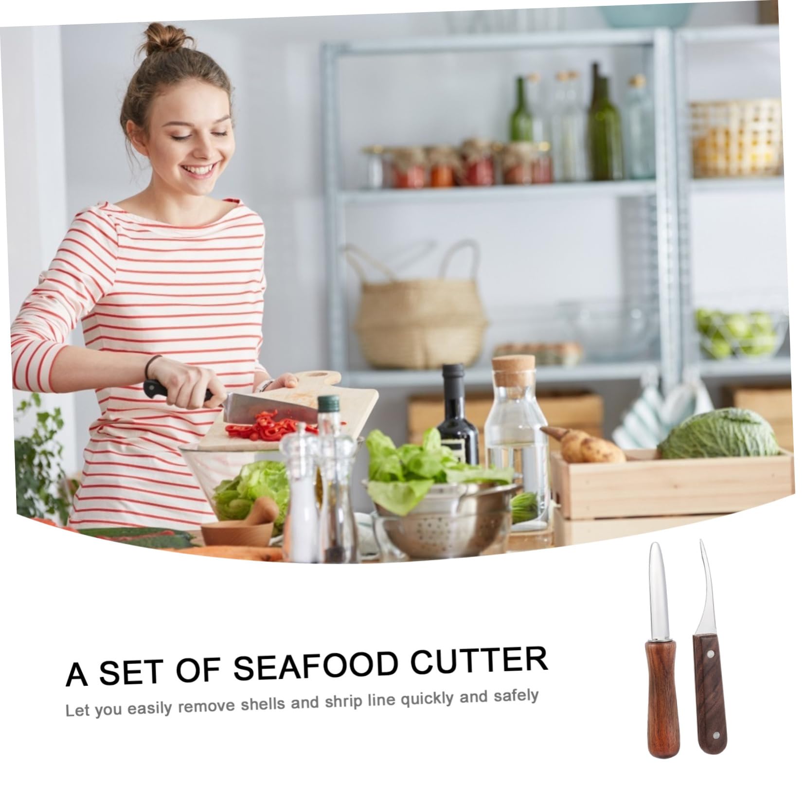 SOLUSTRE 4piezas Cuchillo De Marisco De Acero Inoxidable Herramienta De Cocina para Abrir Ostras y Pelar Camarones De Mango para Preparar Mariscos Casa