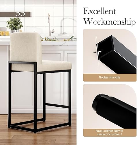 Miniatura 88 de Sophia & William Juego de 2 taburetes de bar marrones, taburetes de bar de 24 pulgadas de altura de mostrador para isla de cocina, taburetes de bar