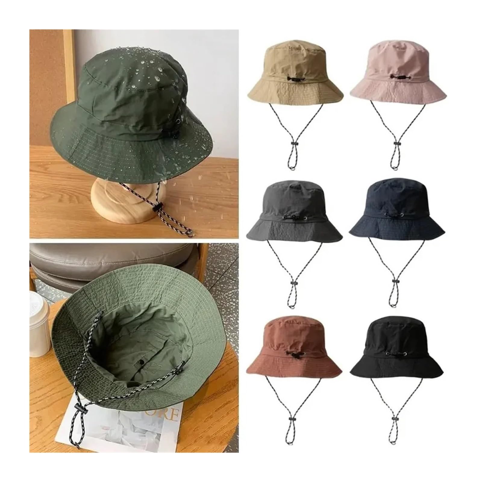 Générique Chapeau de pêcheur d'été, Seau, Casquette Camping, randonnée, avec Sac Rangement, Alpinisme