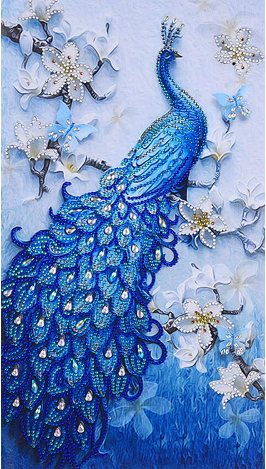 5D Diamond Painting Kit,DIY Special Shaped Diamond Painting Resin Crystal Cross Stitch Arts Craft for Wall Decor (Peacock)