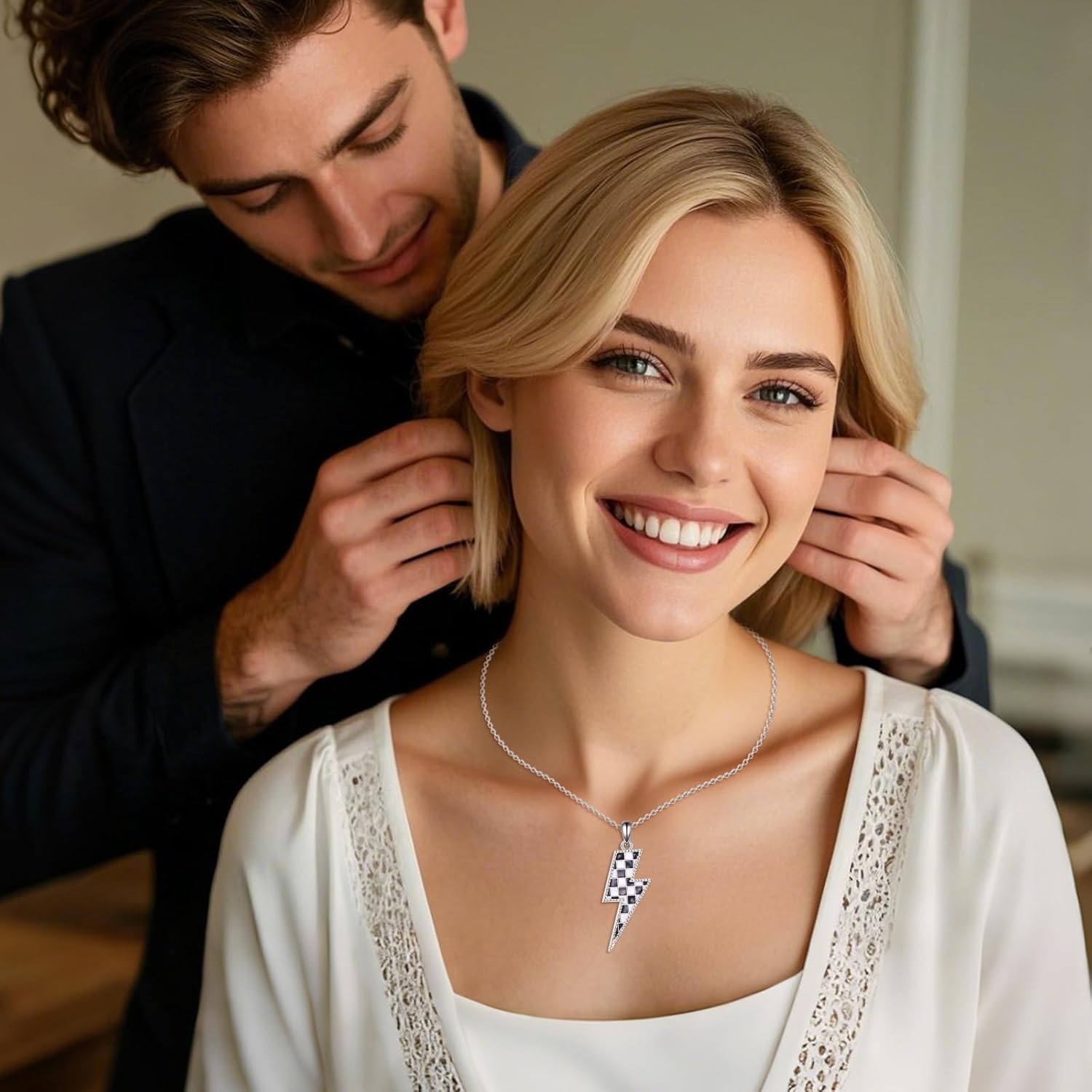 YFN Lightning Bolt Necklace Sterling Silver Lightning Bolt Sport Pendant Necklace Sport Jewelry for Women Sporty Gifts for Athletes